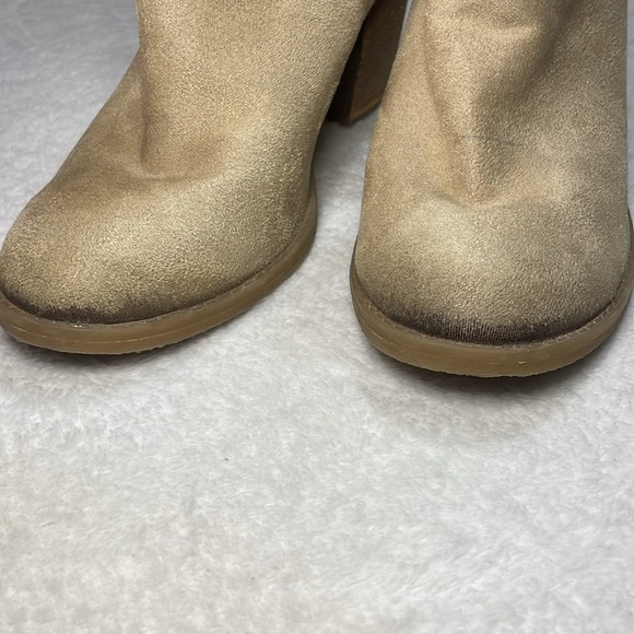 Not Rated Tan Ankle Booties with Laser-Cut Detail and Fringe - Picture 7 of 9
